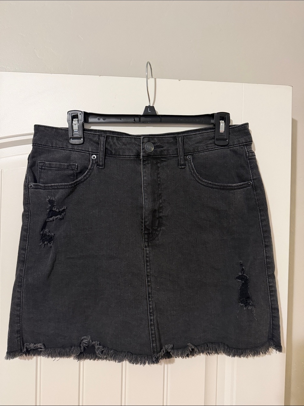 Aeropostale Black Distressed Denim Mini Skirt